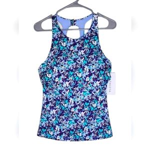 New Athleta Maldives Bra Cup Tankini 40 B/C Elysian Floral Green Purple